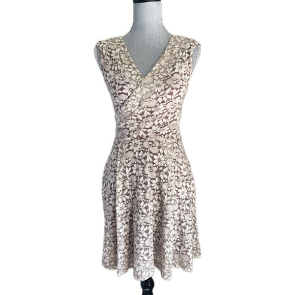 anthropologie Maeve Cream Dress Lace Fit and Flare knit Stretch Size xs - Picture 1 of 6